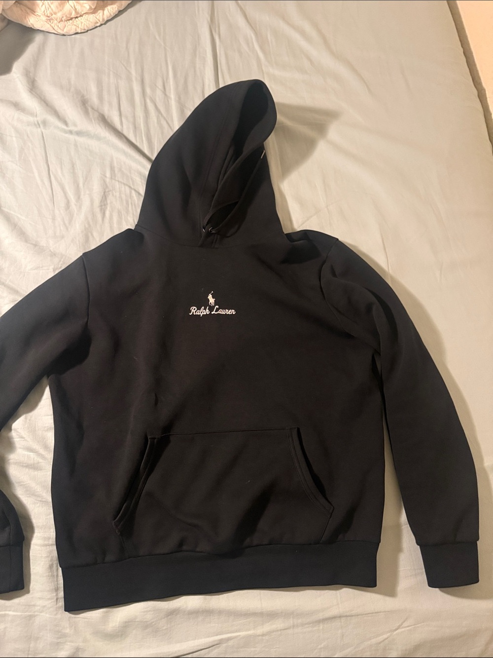 Ralph Lauren Black Men’s Hoodie with White SIZE LARGE Embroidered Logo